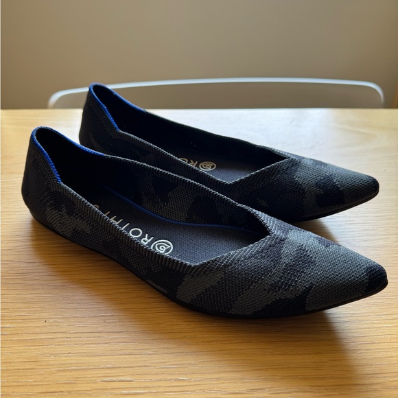 EUC Rothy's The Point Gray Camuflage Toe Ballet Flats - Picture 7 of 12